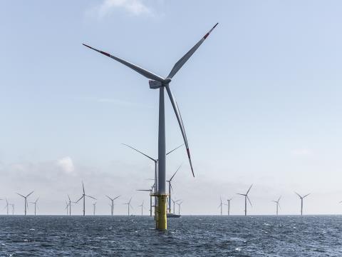 A photo of the Butendiek Offshore Wind Power Plant