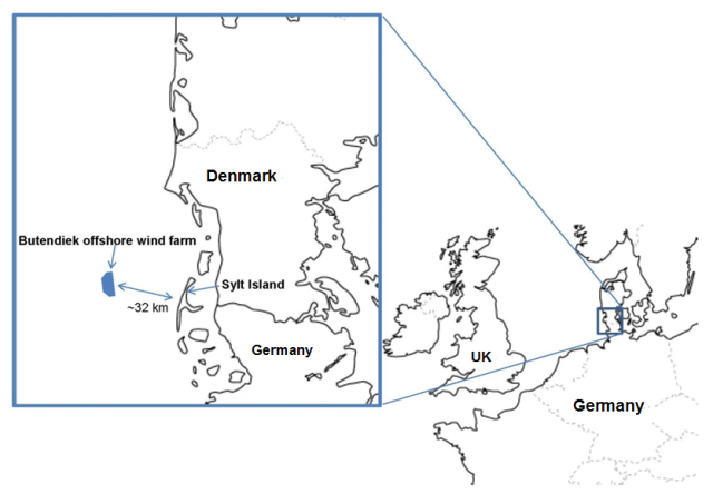 Map of the Butendiek Offshore Wind Power Plant